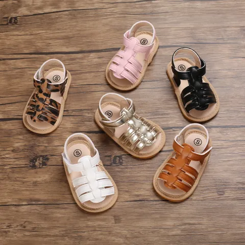 Infant Baby Walker Sandals Artificial PU Hollow Braided Breathable Summer Casual Shoes For Boys Girls Anti-Slip Soft Sole First Walkers