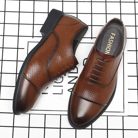 Uomo Scarpe Formali da Business Traforate Traspiranti Pelle Bovina Punta a Cappellotto Oxford Scarpe Eleganti Uomo Ufficio