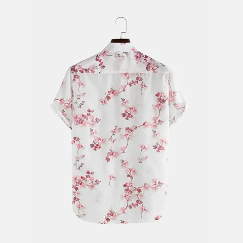 Men Hawaiian Floral Printed Short Sleeve Shirt Casual Loose Tropical Button Down Beach Vacation Top