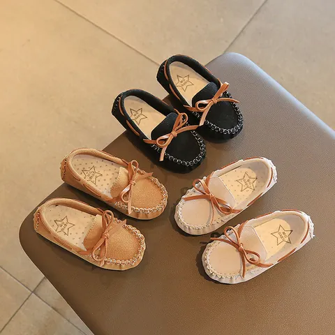 Girls Bowknot Moccasins PU Leather Soft Sole Slip On Loafers Cute Kids Toddler Princess Flat Shoes For Wedding Party School Daily Casual Wear