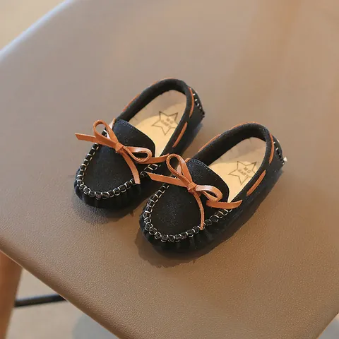Girls Bowknot Moccasins PU Leather Soft Sole Slip On Loafers Cute Kids Toddler Princess Flat Shoes For Wedding Party School Daily Casual Wear
