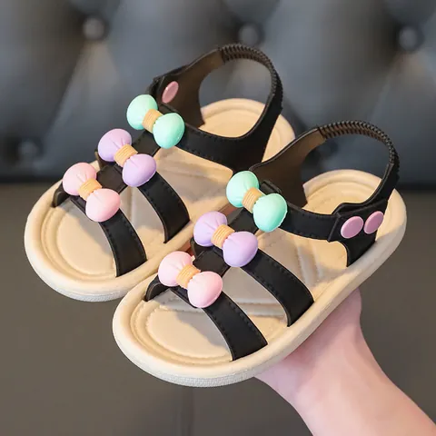 New Girls Princess Sandals Summer Kids Soft Sole Beach Shoes With Cute Bowknot Detail For Toddler Little Girls