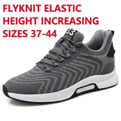 Men's Breathable Fly-knit Running Sneakers Height Increasing Casual Sport Shoes Non-slip Wear-resistant Fashion Sneakers