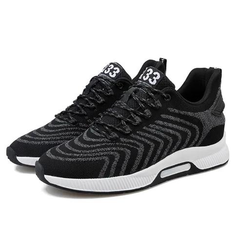 Men's Breathable Fly-knit Running Sneakers Height Increasing Casual Sport Shoes Non-slip Wear-resistant Fashion Sneakers