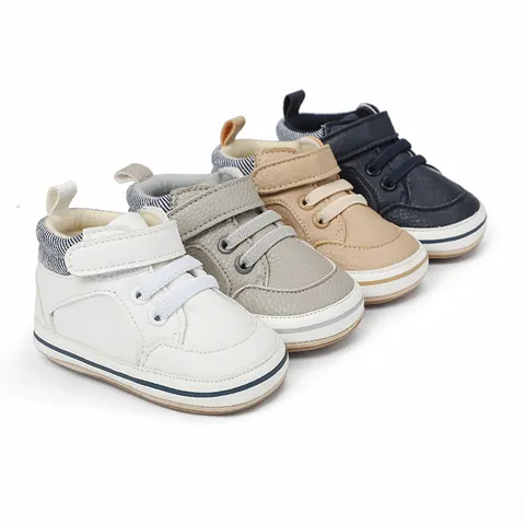 Infant Baby Boys Prewalker Shoes Faux Leather Soft Sole Casual Crib Shoes Hook And Loop First Walkers Baby Infant Shoes
