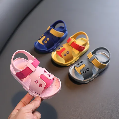 Summer Baby Toddler Sandals Non-slip Soft Sole Cartoon PVC First Walker Shoes For Boys Girls