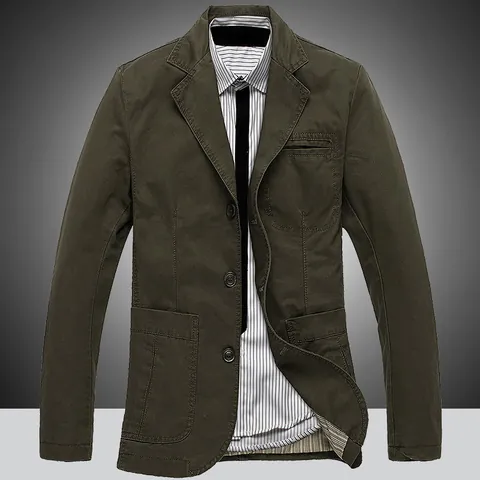 Men's Casual Cotton Blazer Notch Lapel Button Closure Business Jacket Solid Color Spring Autumn Outerwear Fashion Versatile Top