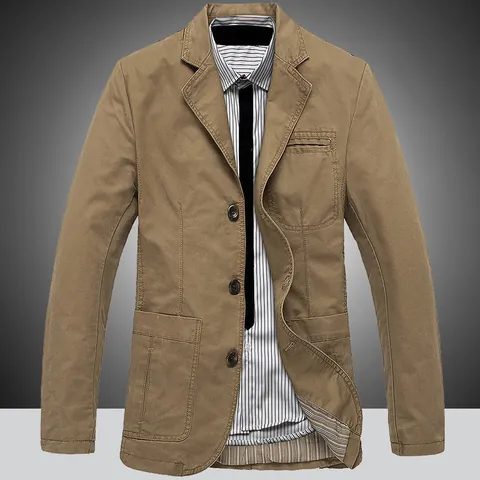 Men's Casual Cotton Blazer Notch Lapel Button Closure Business Jacket Solid Color Spring Autumn Outerwear Fashion Versatile Top