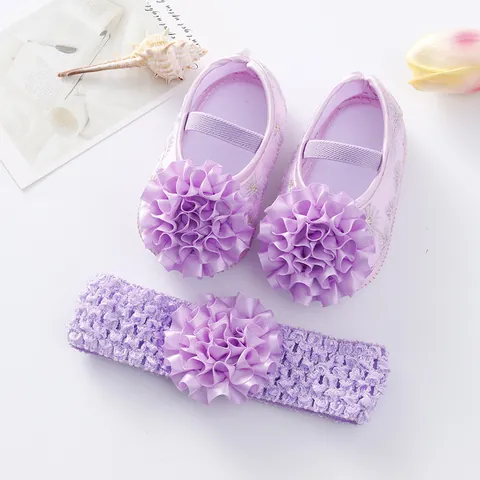 Neugeborene Baby Mädchen Blume Prinzessin Schuhe Und Stirnband Weiche Sohle Lauflernschuhe Für Kleinkinder Hochzeit Party Geschenk