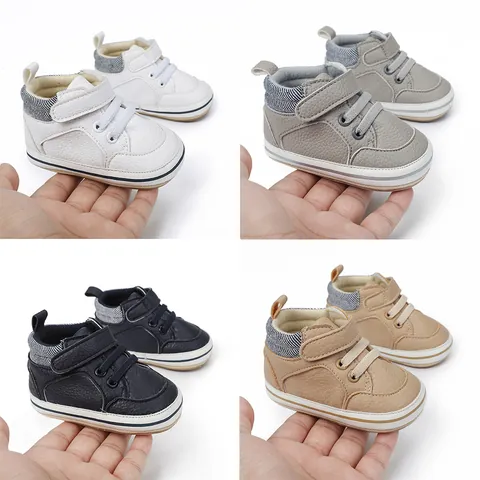Infant Baby Boys Prewalker Shoes Faux Leather Soft Sole Casual Crib Shoes Hook And Loop First Walkers Baby Infant Shoes