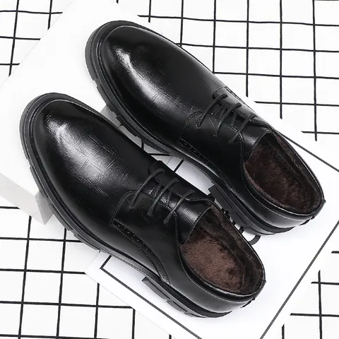 Men's Business Formal Elevator Shoes Height Increasing Wedding Dress Shoes Recycled Leather Thick Sole Brogue Derby Shoes