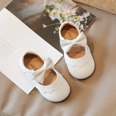 Mädchen Prinzessin Schleife Slipper Weiche Sohle PU Leder Kleinkind Lauflernschuhe Wellenkante Flats Für Hochzeit Party