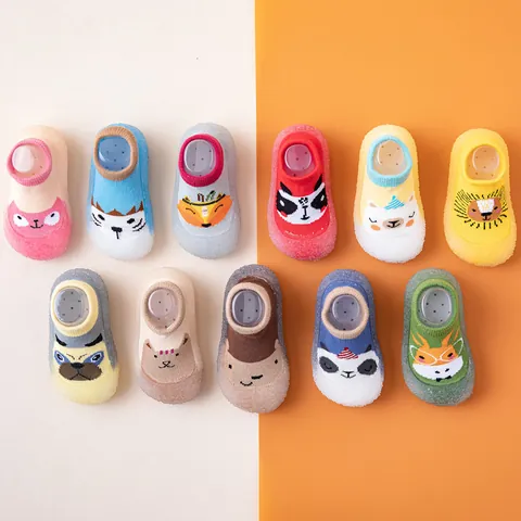 Cartoon Baby First Walker Shoes Breathable Knit Sock Shoes Non-slip Soft Rubber Sole Indoor Floor Shoes For Toddlers Boys Girls
