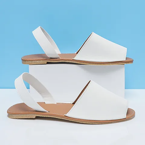 Sandales Slingback Plates Décontractées pour Femmes Été Cuir PU Peep-Toe Semelle Souple Style Romain Chaussures de Plage Quotidien