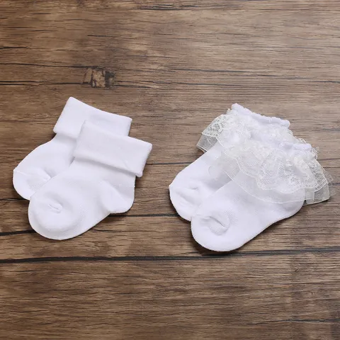 Newborn Baby White Mesh Lace Socks Breathable Combed Cotton Princess Style Turnover Cuff Summer Infant Socks