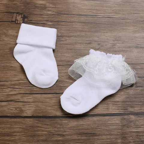 Newborn Baby White Mesh Lace Socks Breathable Combed Cotton Princess Style Turnover Cuff Summer Infant Socks