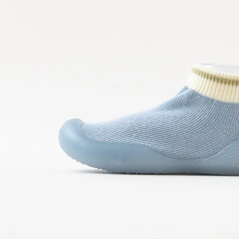 Chaussures Premiers Pas Bébé Chaussettes de Sol Respirantes en Coton Tricoté Chaussons d'Intérieur Antidérapants Semelle Souple en Silicone