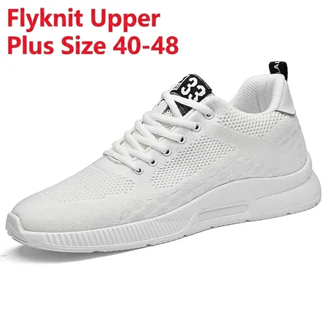 Men Height Increasing Running Shoes Breathable Flyknit Mesh Thick Sole Sports Casual Sneakers Plus Size Footwear