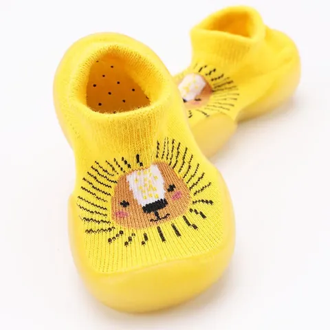 Baby First Walker Shoes Cartoon Animal Cotton Knit Floor Sock Shoes For Toddler Non-Slip Rubber Sole Breathable Soft Slippers