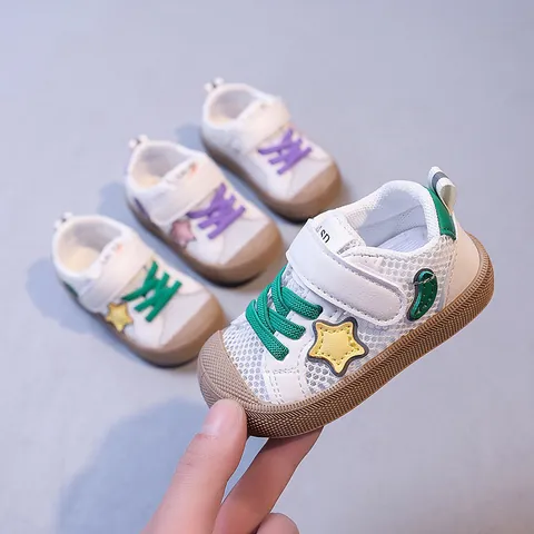 Toddler Baby Walker Shoes Breathable Mesh Sneakers Non Slip First Walkers Casual Star Pattern Stars Velcro Shoes For Boys Girls