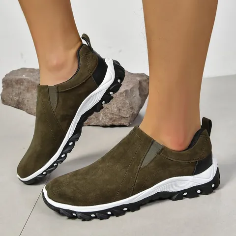 ZUDIO SPORT Men's Outdoor Casual Slip-on Shoes PU Leather Rubber Sole Round Toe Non-slip Breathable Low-top Walking Shoes Daily Fashion Sneakers