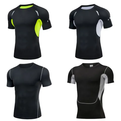 Men's Athletic Compression Quick Dry T-Shirt High Elasticity Short Sleeve Fitness Top Running Training Base Layer