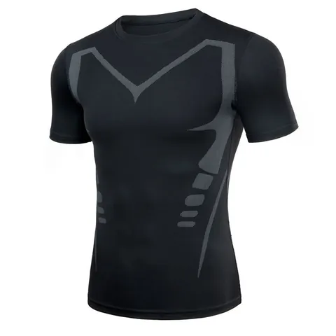Men's Athletic Compression Quick Dry T-Shirt High Elasticity Short Sleeve Fitness Top Running Training Base Layer