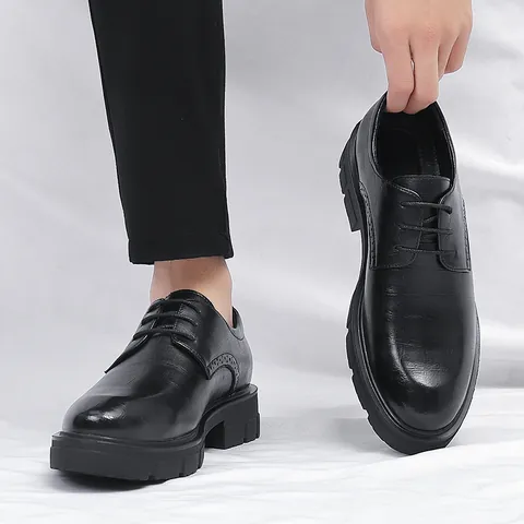 Herren Business Formelle Lederschuhe Höhenzunahme Lift-Schuhe Rutschfest Verschleißfest Hochzeit Büro Abendschuhe