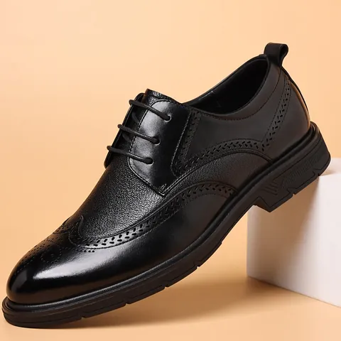 Herren Business Formelle Lederschuhe Aus Oberleder Rindsleder Britischer Brogue Geschnitzter Wingtip Atmungsaktive Halbschuhe Für Herren Büro Hochzeit