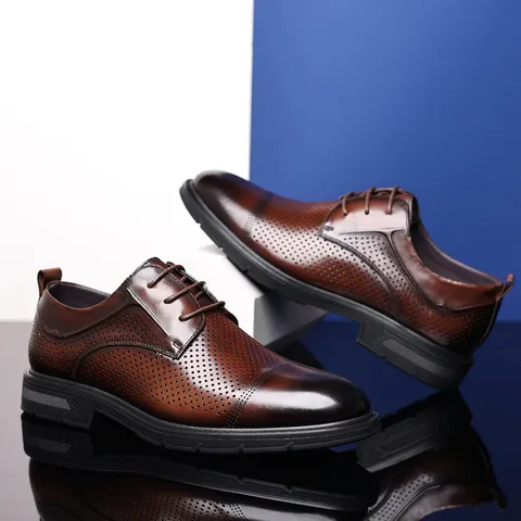 Herren Business Formelle Lederschuhe Aus Oberleder Rindsleder Britischer Brogue Geschnitzter Wingtip Atmungsaktive Halbschuhe Für Herren Büro Hochzeit