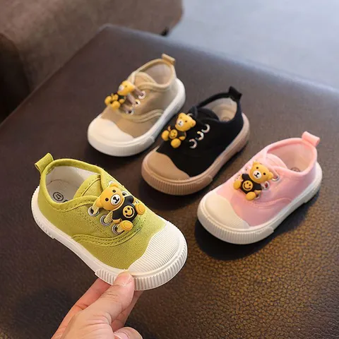 Cartoon Bear Soft Sole Baby First Walker Canvas Shoes Anti-collision Toddler Sneakers For Boys Girls Non-slip Infant Shoes
