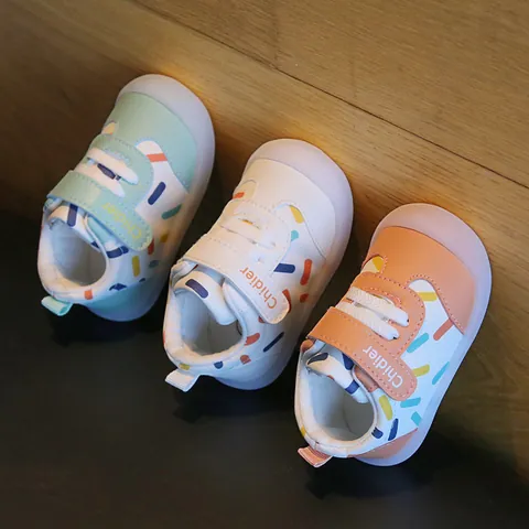 Toddler Microfiber Leather First Walker Shoes For Baby Boys Girls Soft Sole Non-Slip Casual Sneakers With Hook And Loop