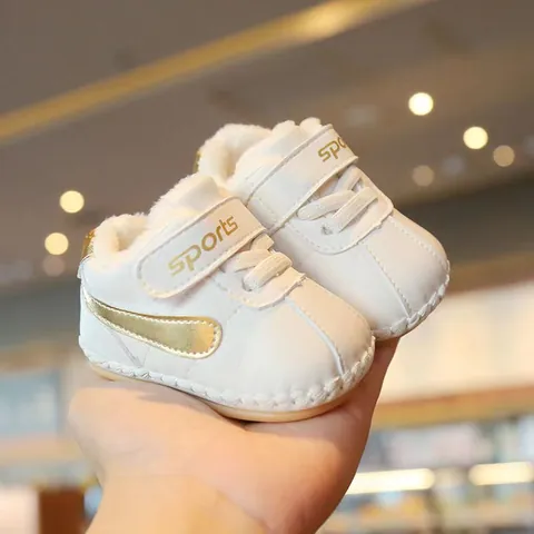 Baby Boys Girls Winter Warm Faux Fur Lined Microfiber Leather Cotton Shoes Infant Soft Sole First Walkers Toddler Sneakers