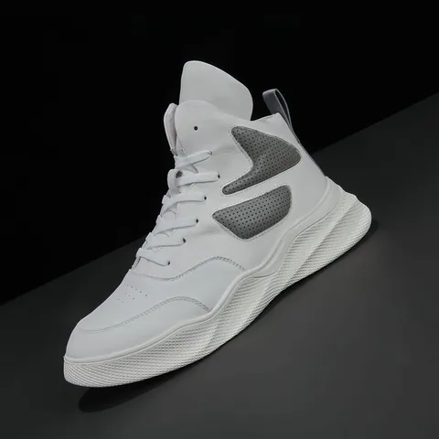 Chaussures Daddy Montantes pour Hommes en Cuir de Vache Première Couche 2024 Automne Hiver Doublées Sneakers Sportives Perforées Semelle Épaisse Mode