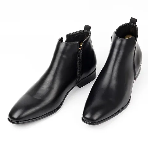 Stivali Chelsea da Uomo Moda Punta Quadrata Piccola Stivaletti Cerniera Laterale Scarpe Casual Calzature in Pelle Sintetica