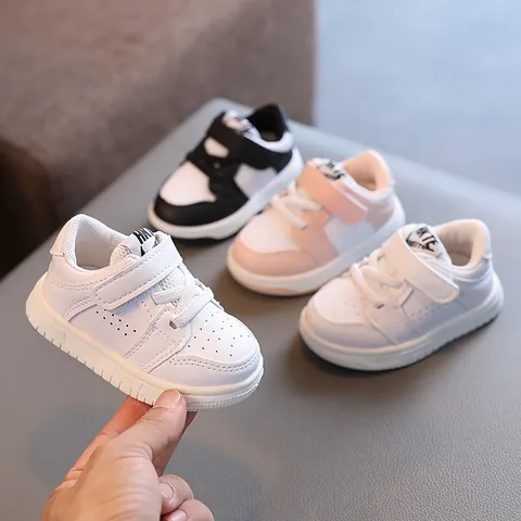 Zapatos de Primeros Pasos para Bebés y Niños Pequeños Suela Blanda Antideslizante de Cuero de Microfibra Con Cierre de Velcro