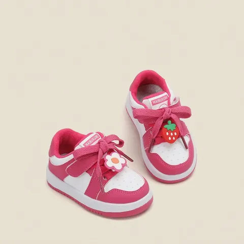 Microfiber Leather Baby Toddler Walking Shoes For Boys Girls Non-slip Soft Sole Patchwork Sneakers With Cute Charms