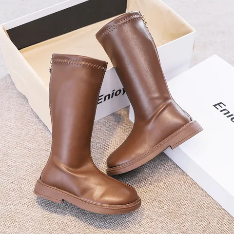 Mädchen Mode Hohe Martin Stiefel Fleece Gefüttert Warm Winter Prinzessin Stiefel Für Kinder Mädchen Reißverschluss Hinten PU Leder Stiefel