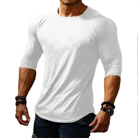 Men's Slim Fit Long Sleeve T-Shirt Solid Color Raglan Sleeve Sporty Base Layer Polyester Crew Neck Casual Top