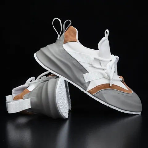 Baskets Chunky pour Hommes en Cuir Véritable Respirantes Chaussures de Papa Bloc de Couleur Plateforme Chaussures de Sport Casual