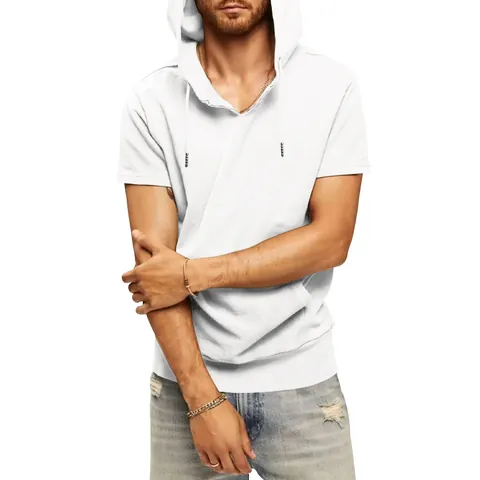 Men Hooded Vest Sleeveless Hoodie Loose Fit Sports Casual Cotton Blend Tank Top With Kangaroo Pocket Drawstring Hooded Top