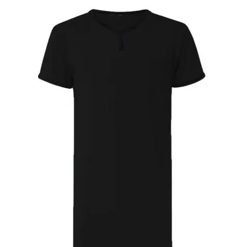 Men Loose Long Nightshirt Short Sleeve V-Neck Nylon Sleepwear Loungewear Nightdress Breathable Casual Home Wear Nightgown