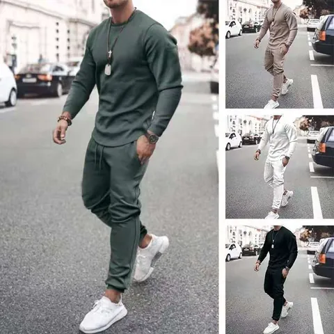 Men's Casual Tracksuit Long Sleeve Sweatshirt And Jogger Pants Sports Two Piece Set Athletic Activewear Outfit
