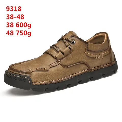 Men Large Size Outdoor Low-Top Martin Boots Handmade Stitching Microfiber Leather Casual Hiking Shoes Non-Slip Rubber Sole