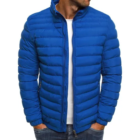 Men's Lightweight Stand Collar Padded Jacket Plus Size Casual Quilted Coat Polyester Zipper Outerwear For Winter Autumn