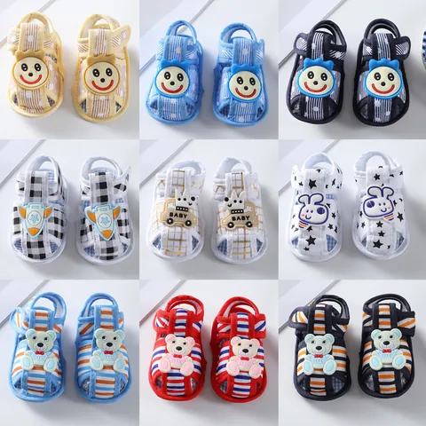 Newborn Baby Soft Sole Sandals Cartoon Animal Anti Slip First Walker Shoes For Infants Summer Breathable Cotton Sandals