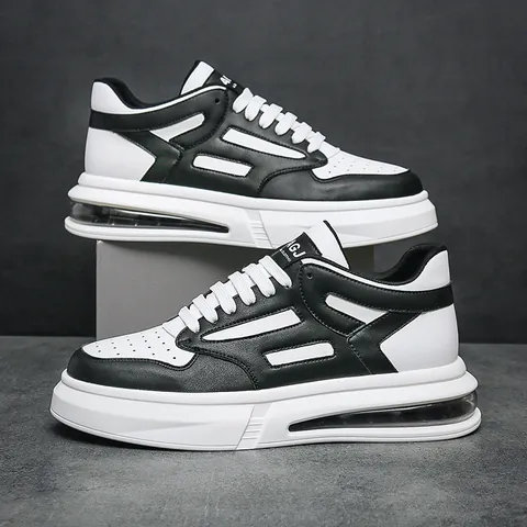 Men Air Cushion Board Shoes Fashion Microfiber Leather Sneakers Original Club Trendy White Casual Sports Walking Shoes