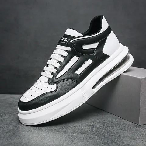 Men Air Cushion Board Shoes Fashion Microfiber Leather Sneakers Original Club Trendy White Casual Sports Walking Shoes