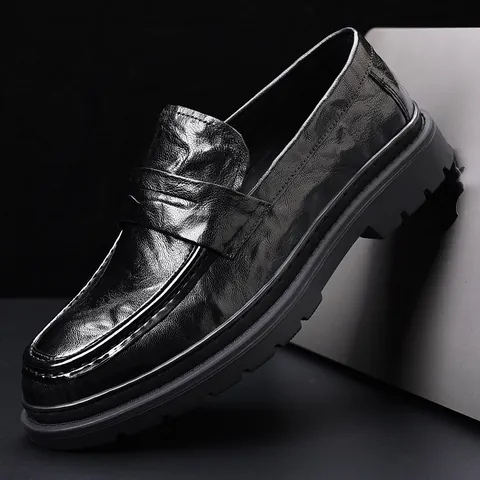 Mocasines de Piel de Oveja para Hombre Con Hebilla de Bocado Negocios Casual Slip On Suela Gruesa Transpirable Zapatos de Vestir