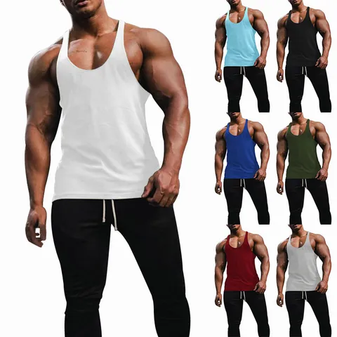 Men's Breathable Fitness Tank Top Sleeveless Sport Vest Slim Fit Solid Color Summer Workout Base Layer Top For Gym Training